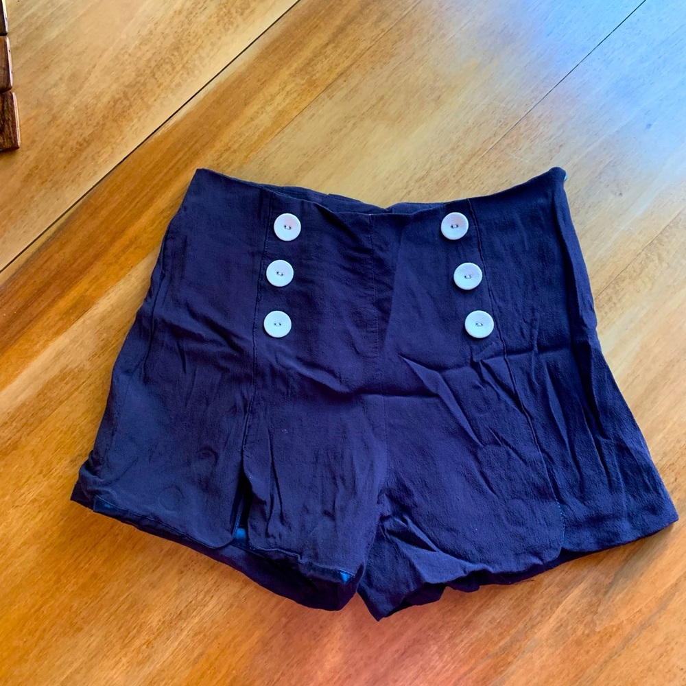 Navy blue high waist retro pinup shorts
